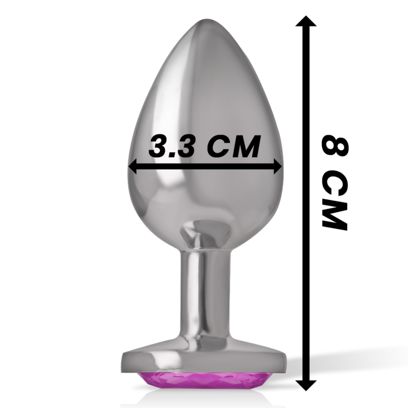 INTENSE - Aluminium Metall Analplugg med Rosa Kristall Storlek M
