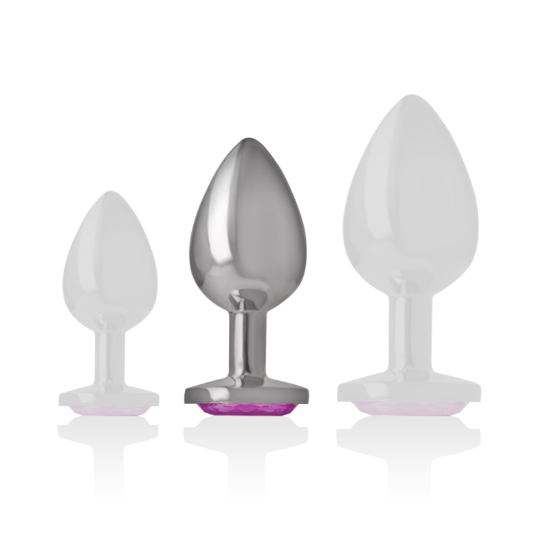 INTENSE - Aluminium Metall Analplugg med Rosa Kristall Storlek M