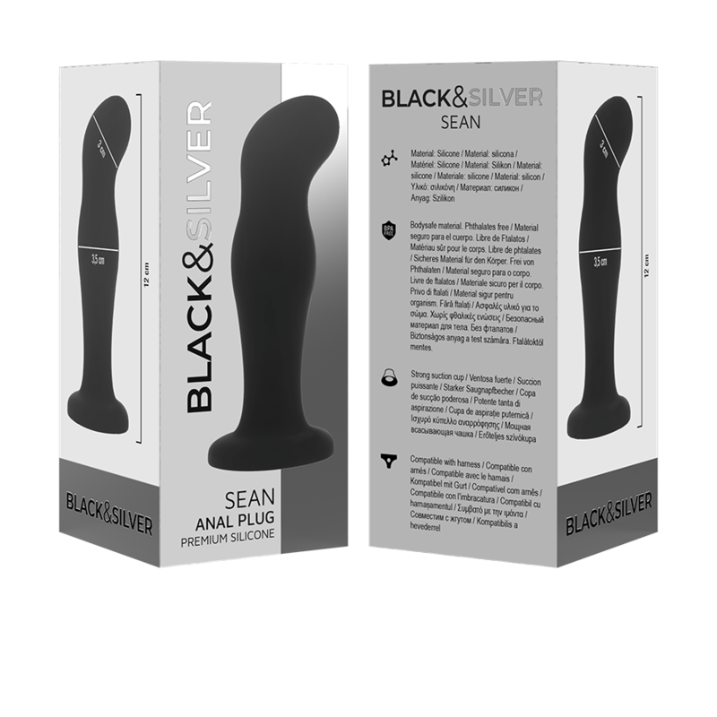 BLACK&SILVER - SEAN PLUG ANAL PREMIUM SILIKON SVART