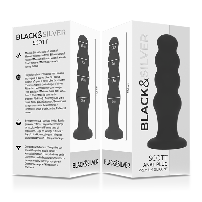 BLACK&SILVER - SCOTT PREMIUM SILIKON ANALPLUGG SVART