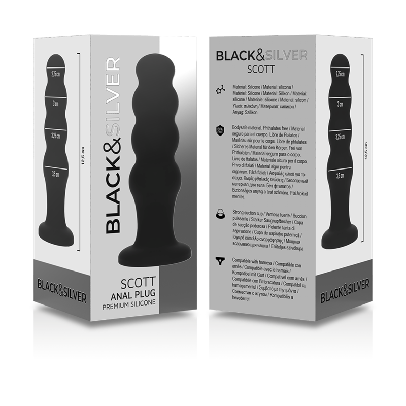 BLACK&SILVER - SCOTT PREMIUM SILIKON ANALPLUGG SVART