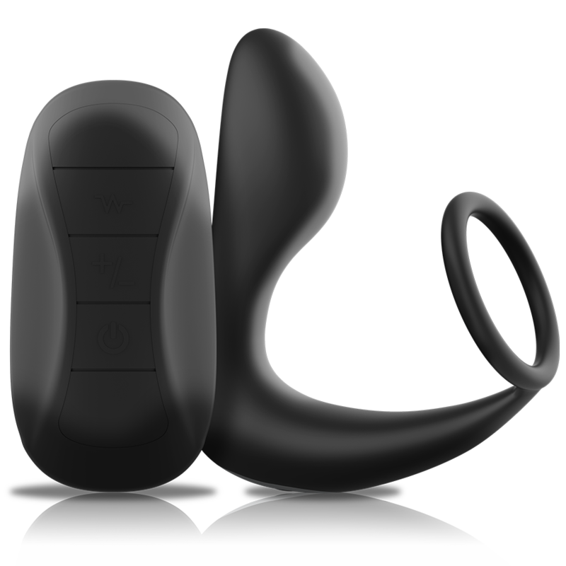BLACK&SILVER - Fjärrstyrd analmassager i silikon svart