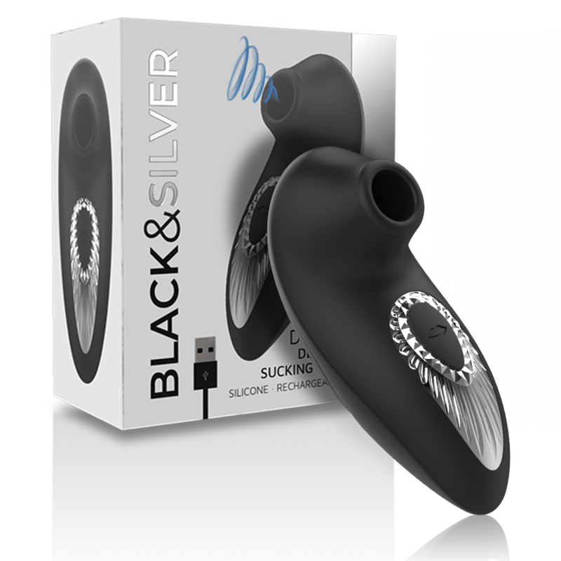 Black&Silver Drake Deluxe sugvibrator i svart silikon