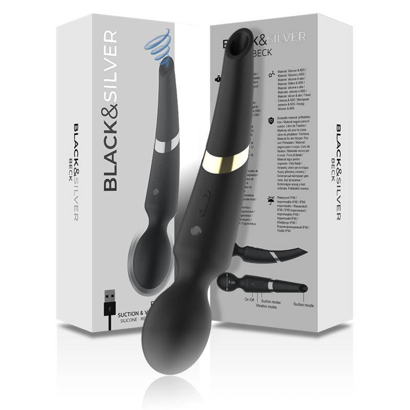 BLACK&SILVER Beck sugstav och massager 2 i 1 i silikon