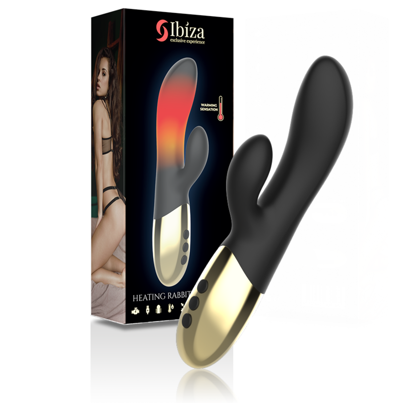 IBIZA värmande kanin vibrator i svart och guld