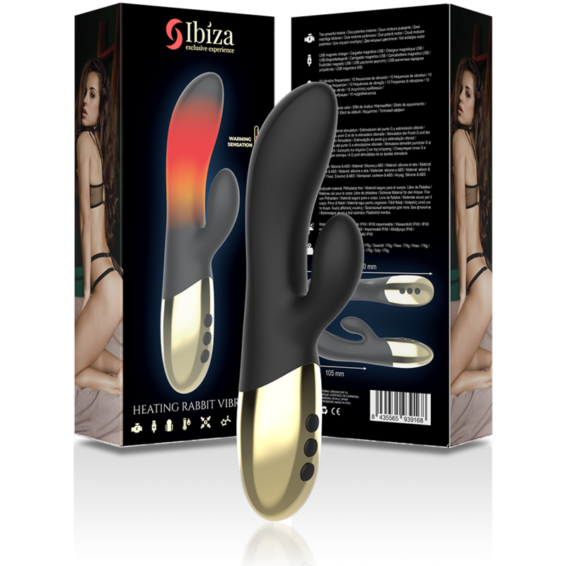 IBIZA värmande kanin vibrator i svart och guld