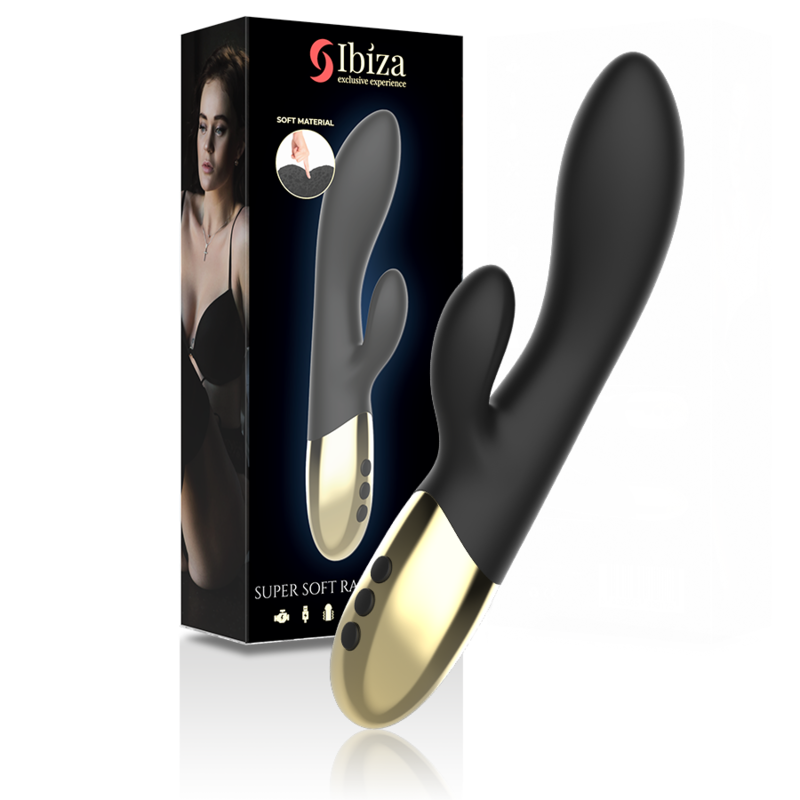 IBIZA Super Soft Rabbit Vibrator i svart och guld
