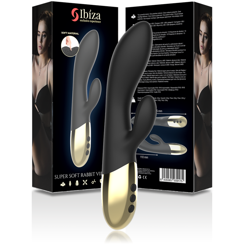 IBIZA Super Soft Rabbit Vibrator i svart och guld