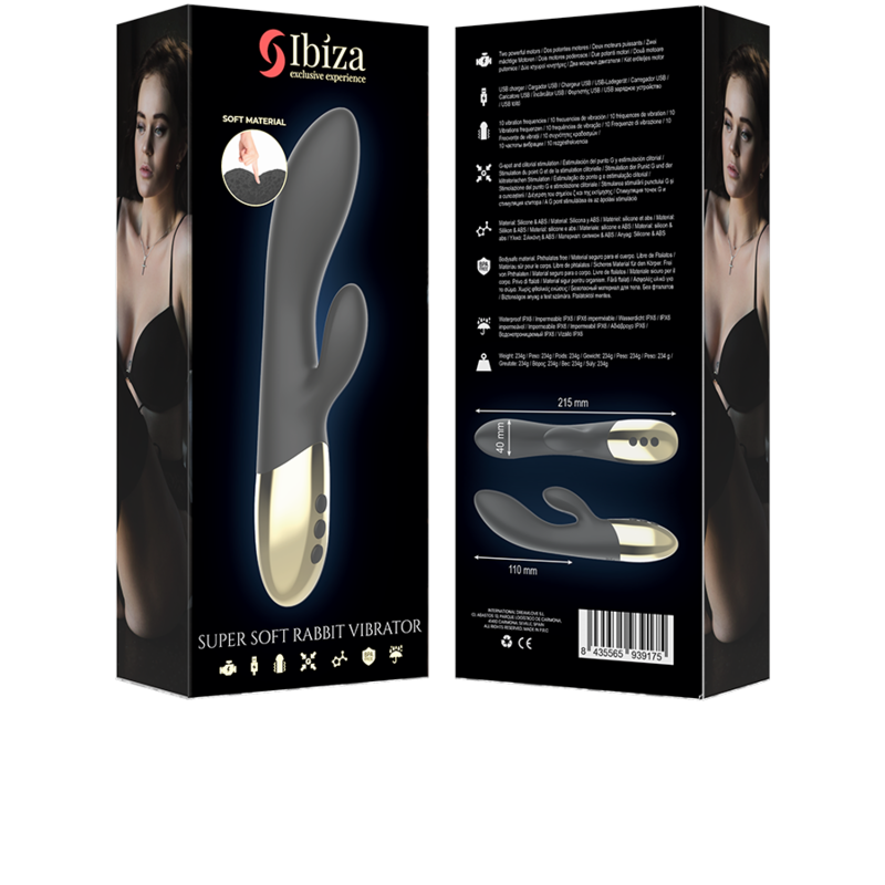 IBIZA Super Soft Rabbit Vibrator i svart och guld