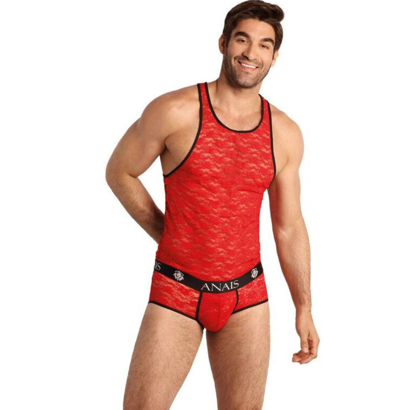 ANAIS MEN - BRAVE TOP XL i röd spets