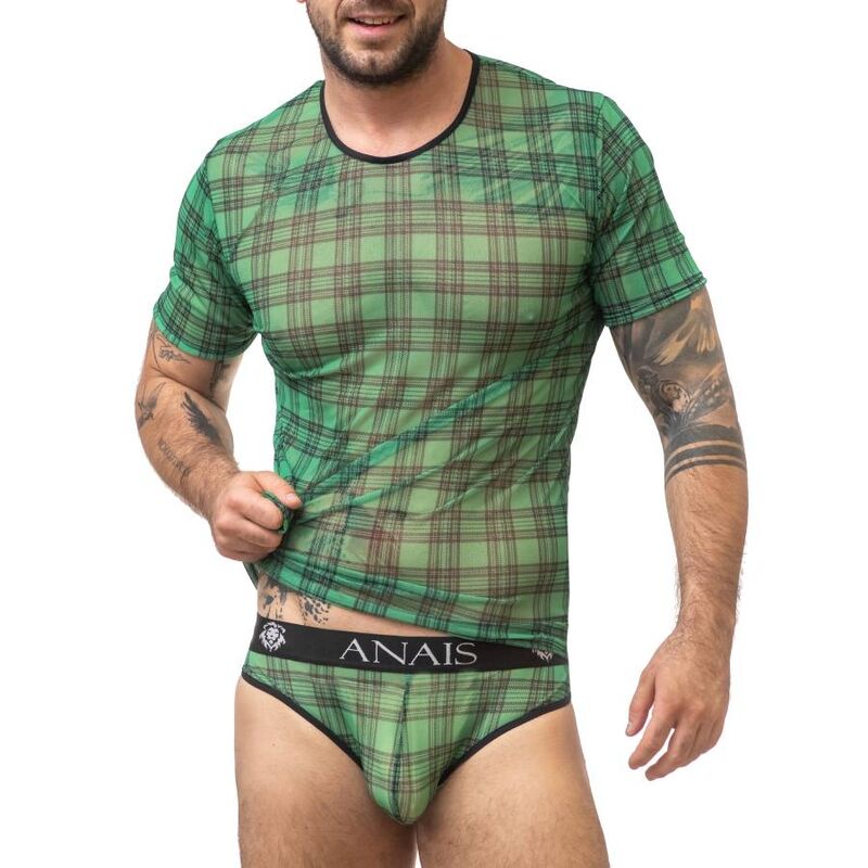 ANAIS MEN Magic T-Shirt L i grön och svart rutigt mönster