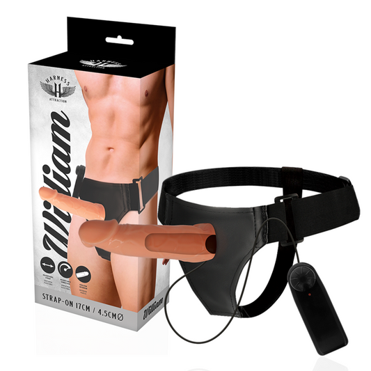 HARNESS ATTRACTION - WILLIAN HOLLOW RNES MED VIBRATOR 17 CM -O- 4.5 CM