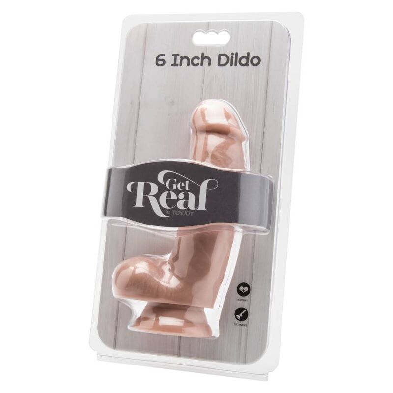 Get Real dildo 12 cm med bollar i hudfärg
