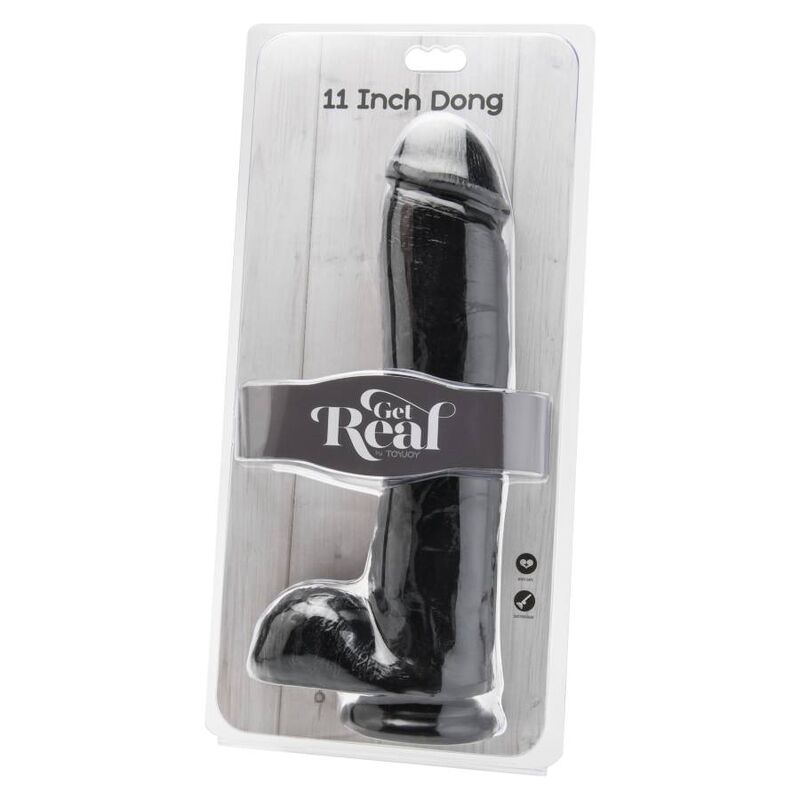 Get Real dildo 28 cm med bollar i svart