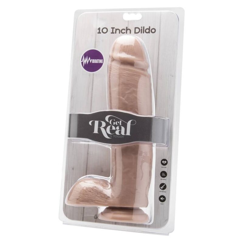 Get Real dildo 25,5 cm med bollar och vibratorhud