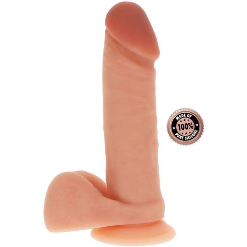 GET REAL - SILIKONDILDO 20,5 CM MED BOLLAR HUDFÄRG