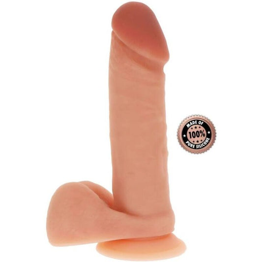 GET REAL - SILIKONDILDO 20,5 CM MED BOLLAR HUDFÄRG