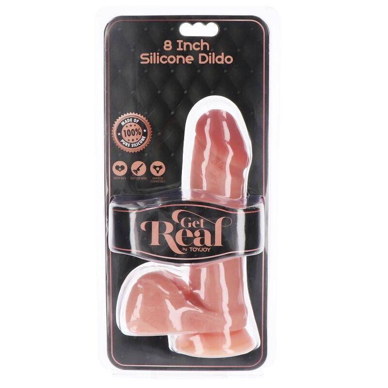 GET REAL - SILIKONDILDO 20,5 CM MED BOLLAR HUDFÄRG