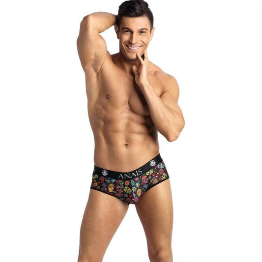 ANAIS MEN Mexico Jock Bikini L med blommor och döskallar