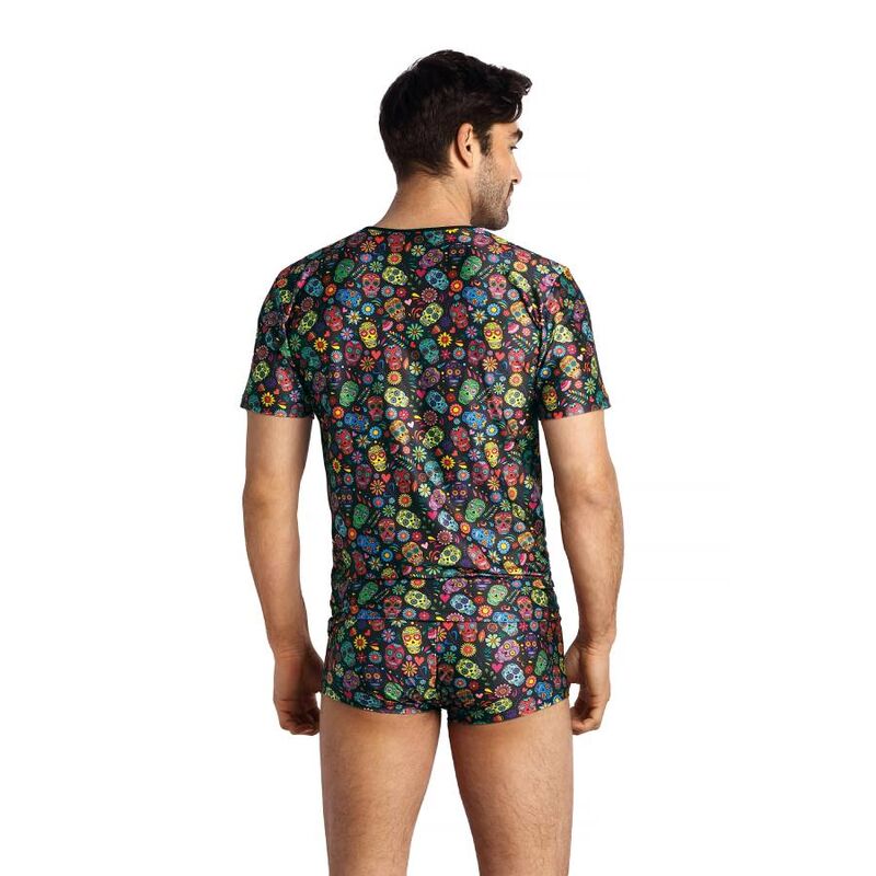 ANAIS MEN Mexico T-shirt M med blommor och döskallar