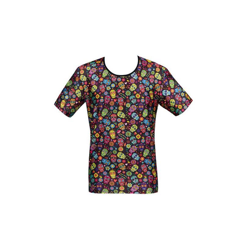 ANAIS MEN Mexico T-shirt XL med blommor och dödskallar