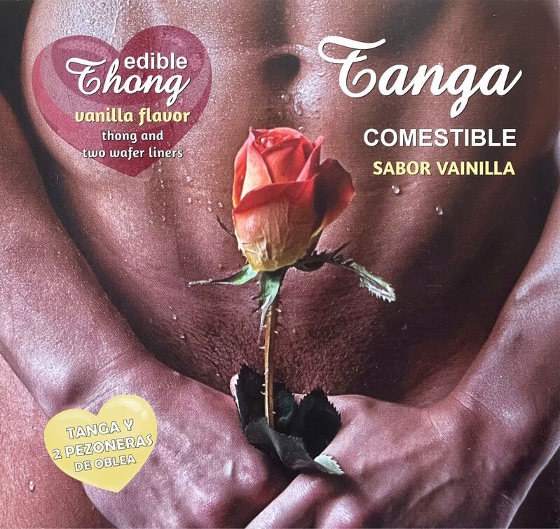 HOTFLOWERS Men's Thong med vaniljsmak och nipplar