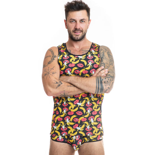 ANAIS MEN - BANANA TOP S ärmlös topp med banantryck