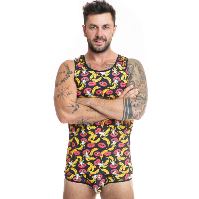 ANAIS MEN Banana Top XL ärmlös t-shirt med banantryck