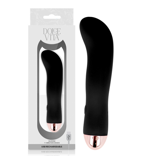 DOLCE VITA - ÅTERLADDNINGSBAR VIBRATOR TWO BLACK 7 HASTIGHETER