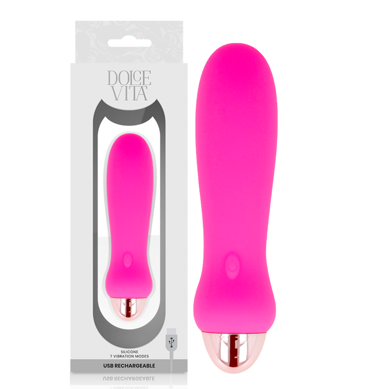 DOLCE VITA - ÅTERUPPLADDNINGSBAR VIBRATOR FIVE PINK 7 HASTIGHETER
