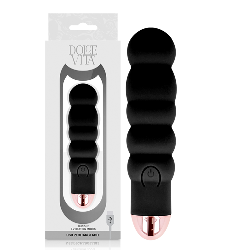 DOLCE VITA återladdningsbar vibrator Six Black med 7 hastigheter