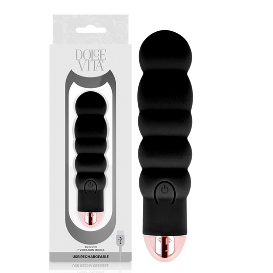 DOLCE VITA återladdningsbar vibrator Six Black med 7 hastigheter