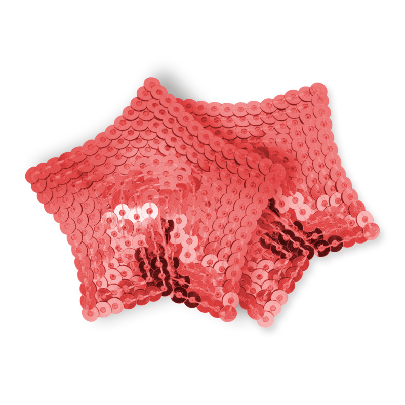 Röda pailletterade stjärnformade nipple covers från Ohmama