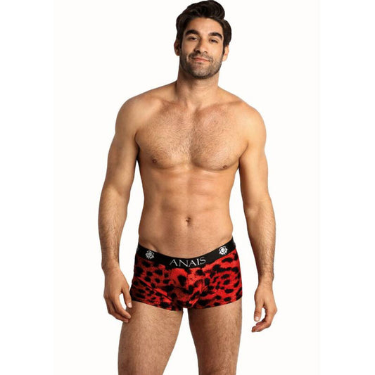 ANAIS MEN - SAVAGE BOXER S i röd mikrofiber med djurmönster