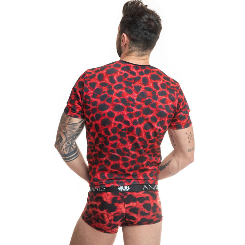 ANAIS MEN SAVAGE T-SHIRT S i röd mikrofiber med djurtryck