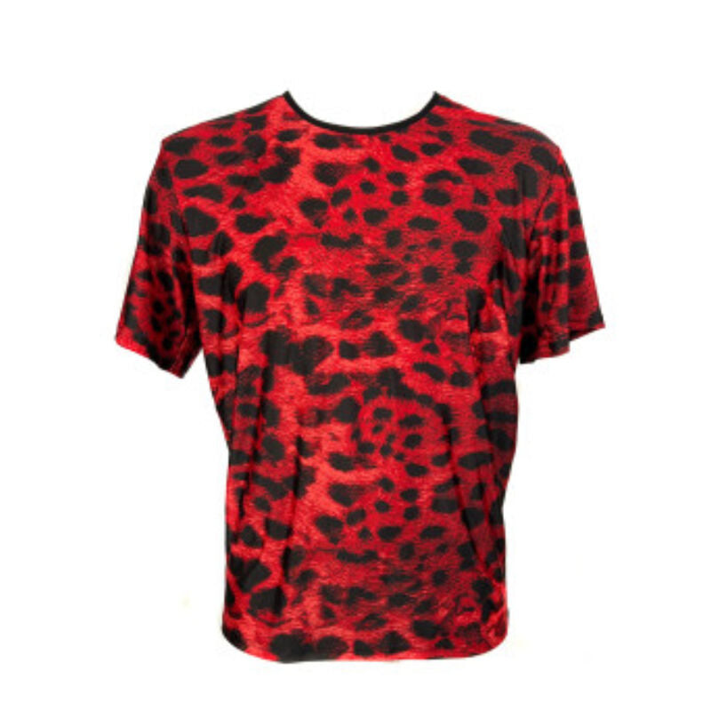ANAIS MEN SAVAGE T-SHIRT S i röd mikrofiber med djurtryck