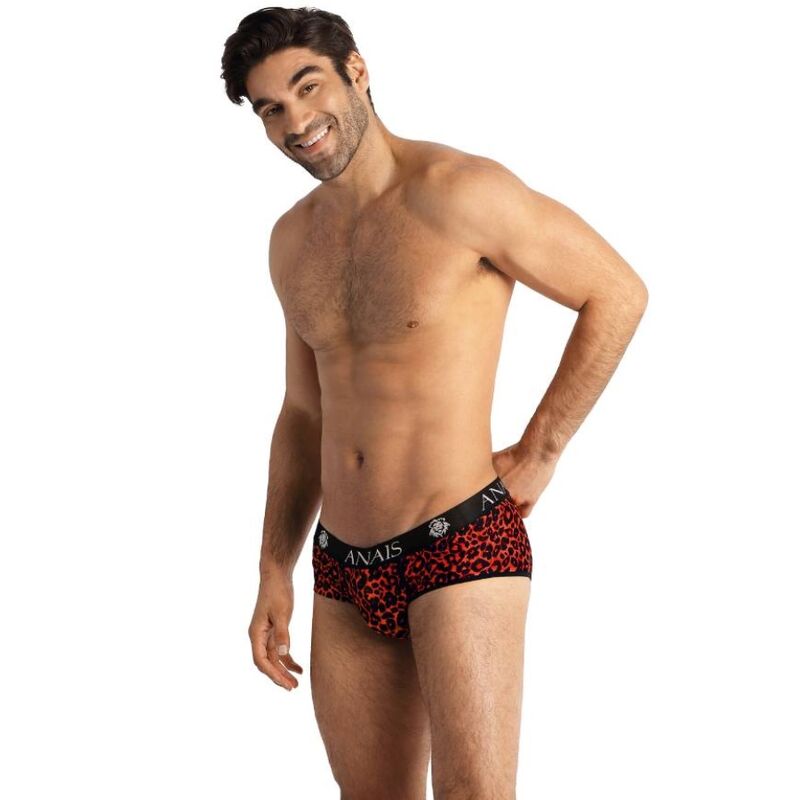 ANAIS MEN TRIBAL BRIEF XL i röd mikrofiber med djurtryck