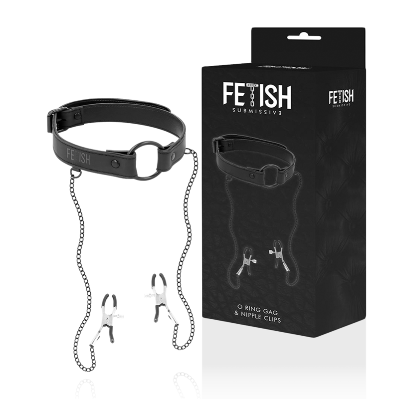 FETISH SUBMISSIVE gag ring med nipple clamps