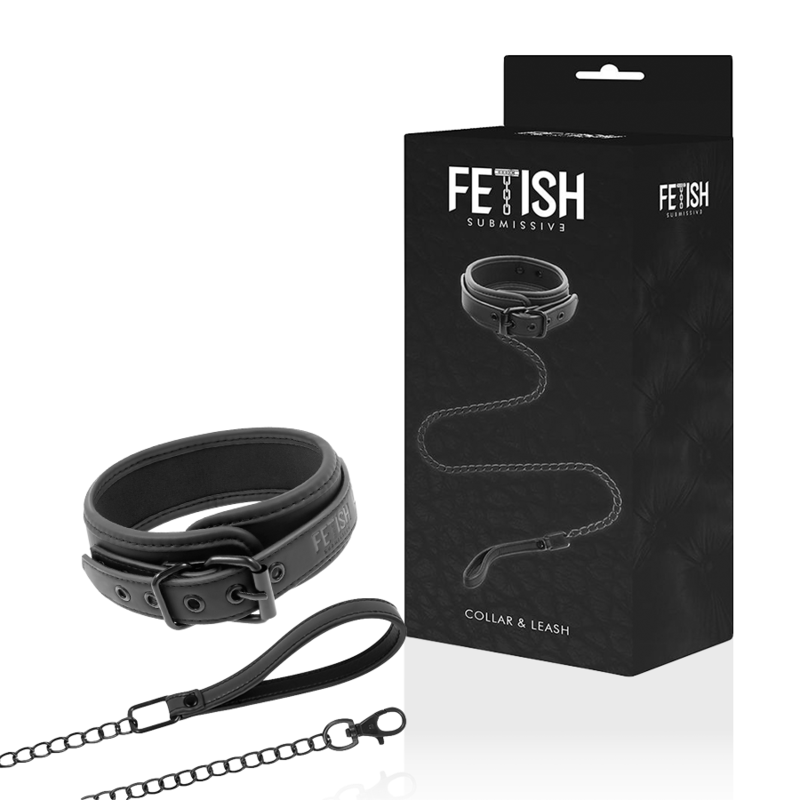 FETISH SUBMISSIVE kedjehalsband med nopren och nickelfri metall