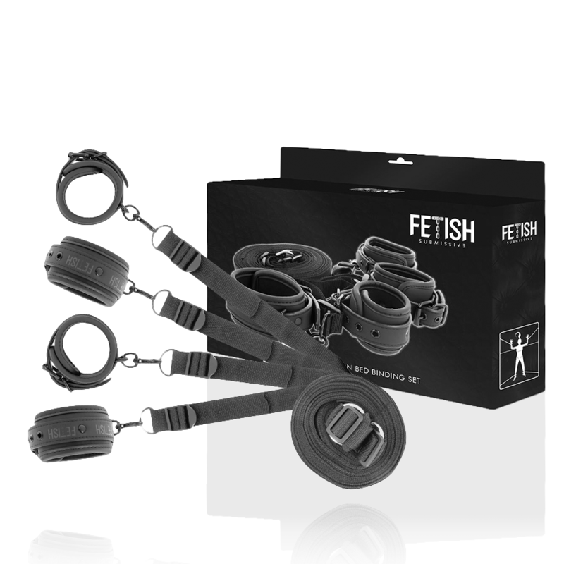 FETISH SUBMISSIVE - SET MED HANDKUFFAR OCH REMMAR MED NOPRENE FODER