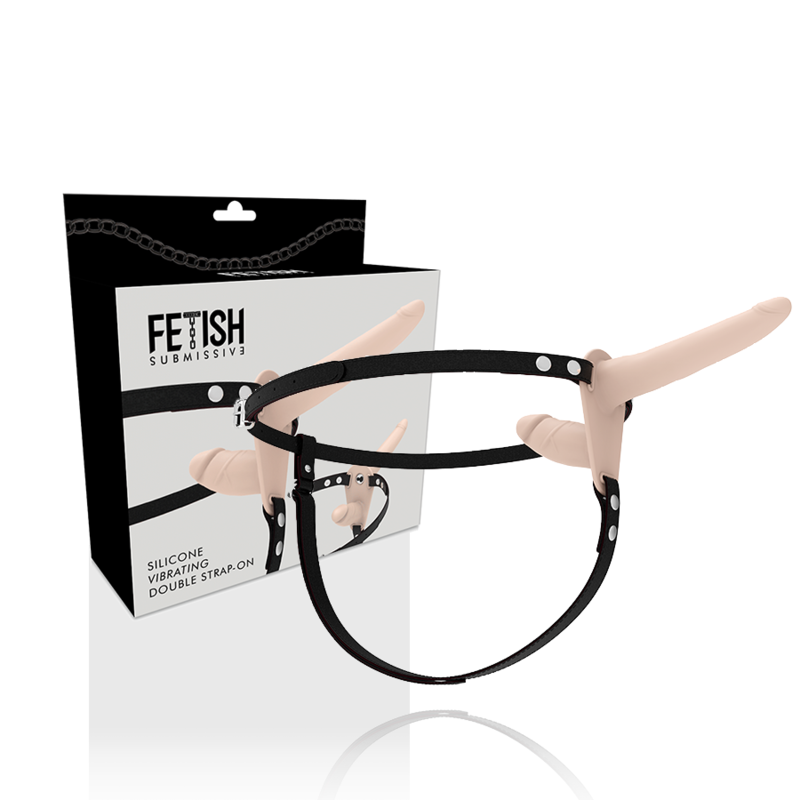 Fetish submissive harness med dubbelpenetrationsvibrator