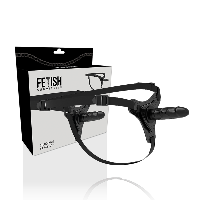 FETISH SUBMISSIVE HARNESS - REALISTISK SVART SILIKON 15 CM