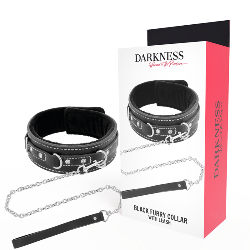 DARKNESS - HÖGKVALITATIV LÄDERHALSBAND MED KOPPEL
