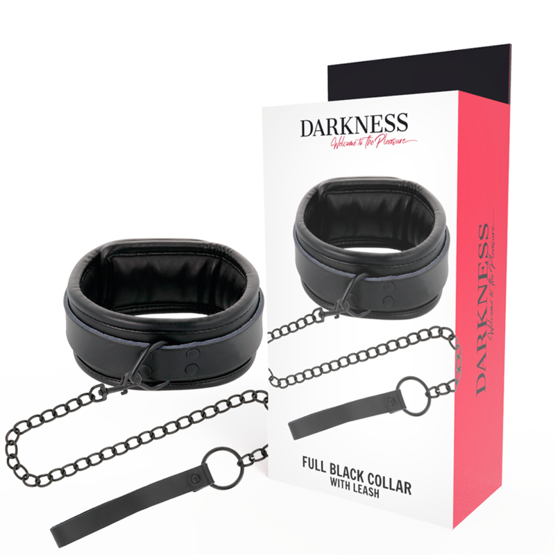 DARKNESS - Svart halsband med kedja