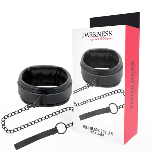 DARKNESS - Svart halsband med kedja