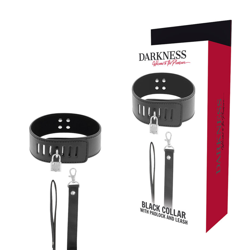 DARKNESS - BDSM-halsband med svart lås