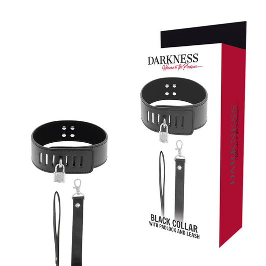 DARKNESS - BDSM-halsband med svart lås