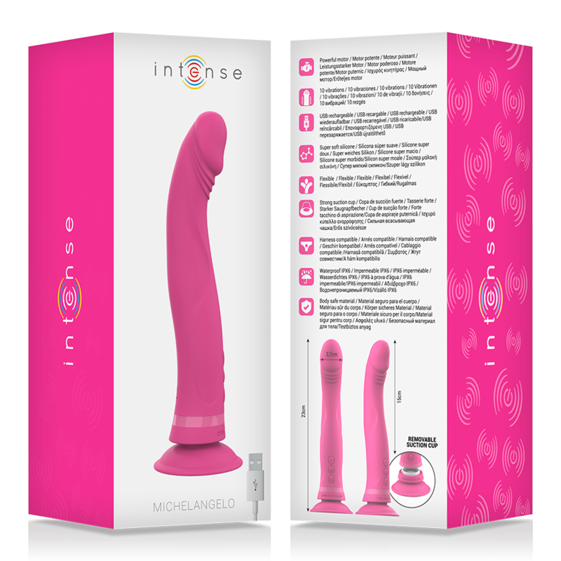 Intense™ Michelangelo pink silikon vibrator dildo