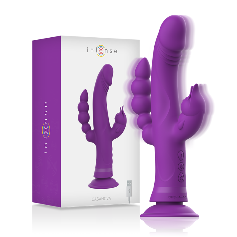 Intense Casanova Rabbit silikonvibrator med tre motorer i lila