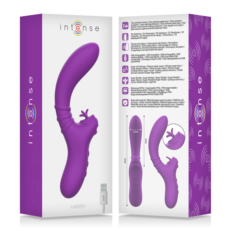 Intense Harry flexibel vibrator med lila tungspets